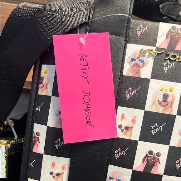 Betsey Johnson Black and Multicolor Dog Print Tote - Picture 6 of 13